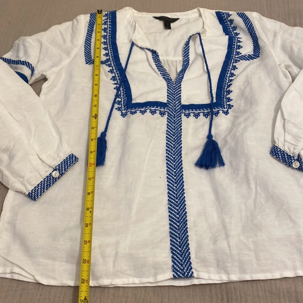 J. Crew White Linen Blend Blouse. Size 2